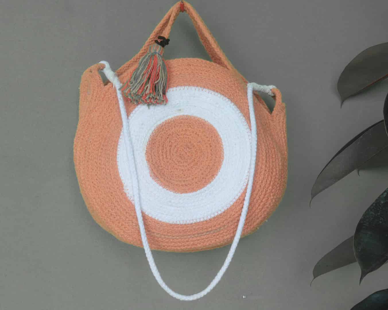 Orange and White Cotton Bags - Image 1