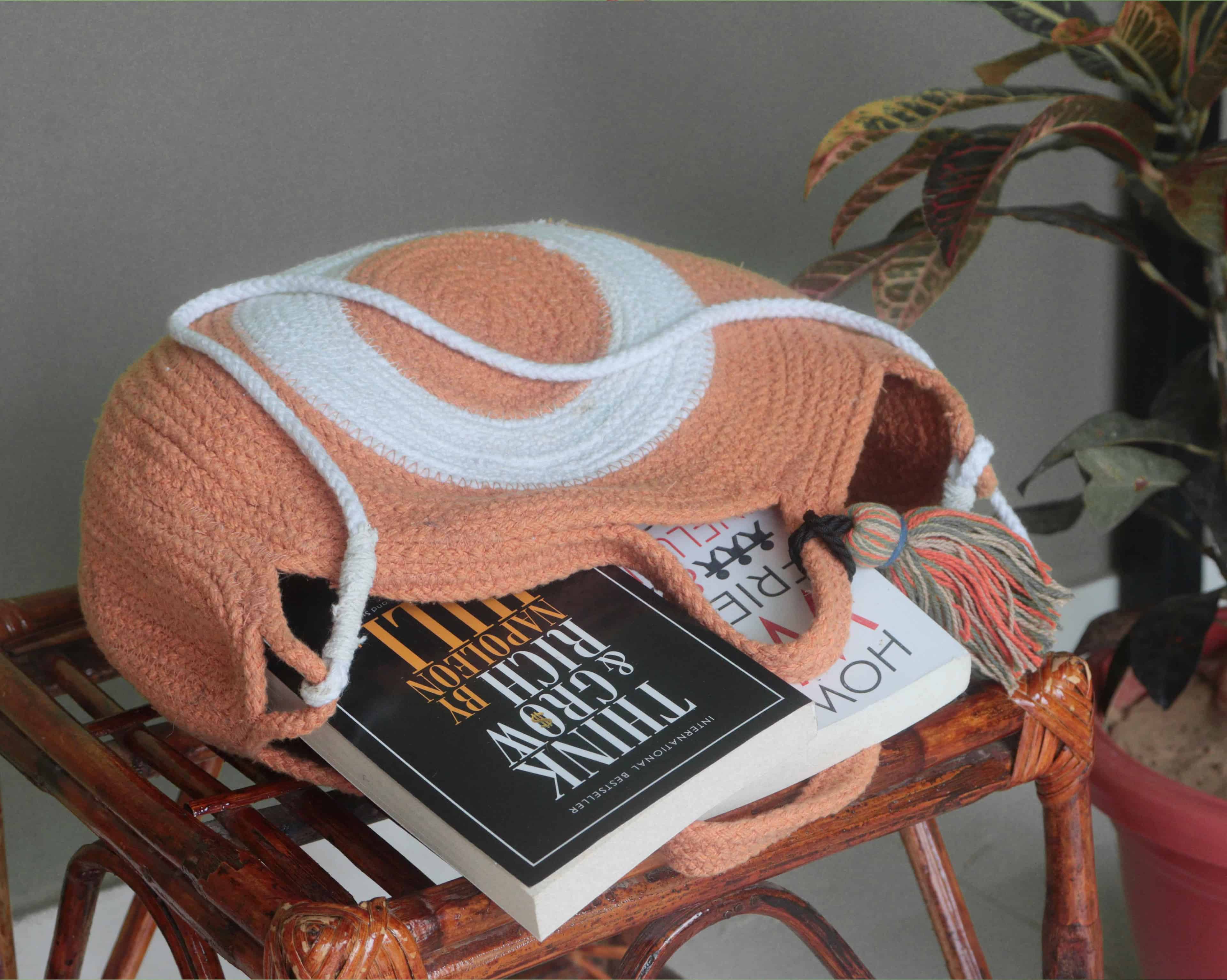 Orange and White Cotton Bags - Image 5