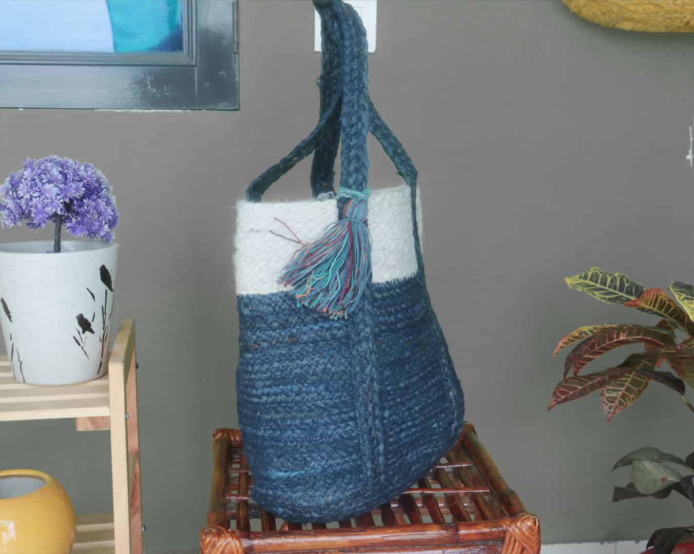 Blue and White Color Handmade Bags - Image 4