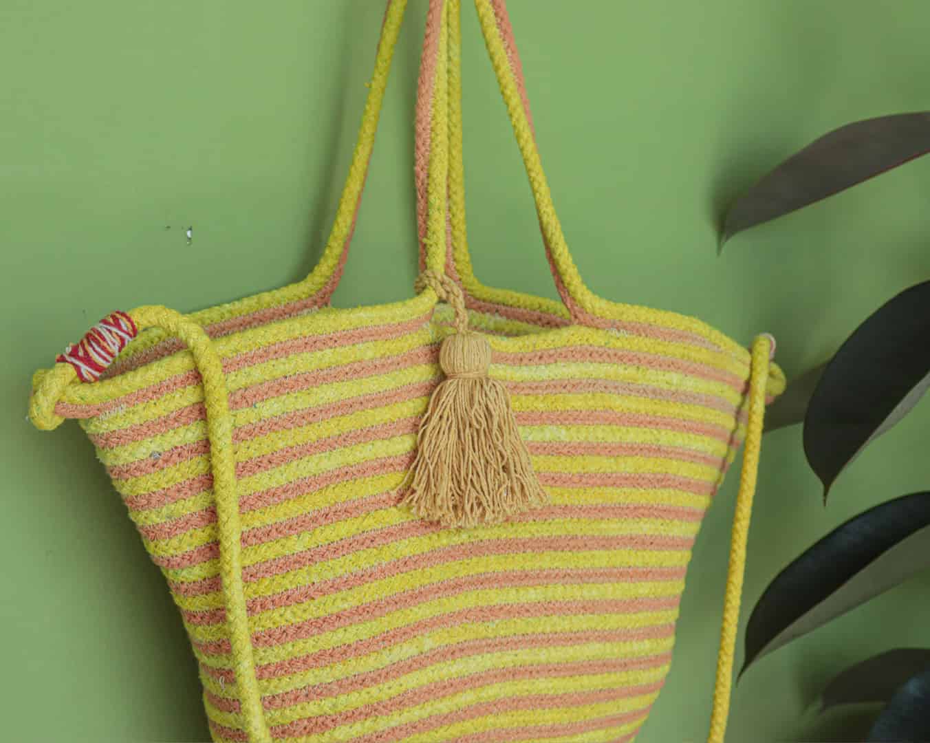Indian Handmade Cotton Pink and Yellow Bags - Image 2