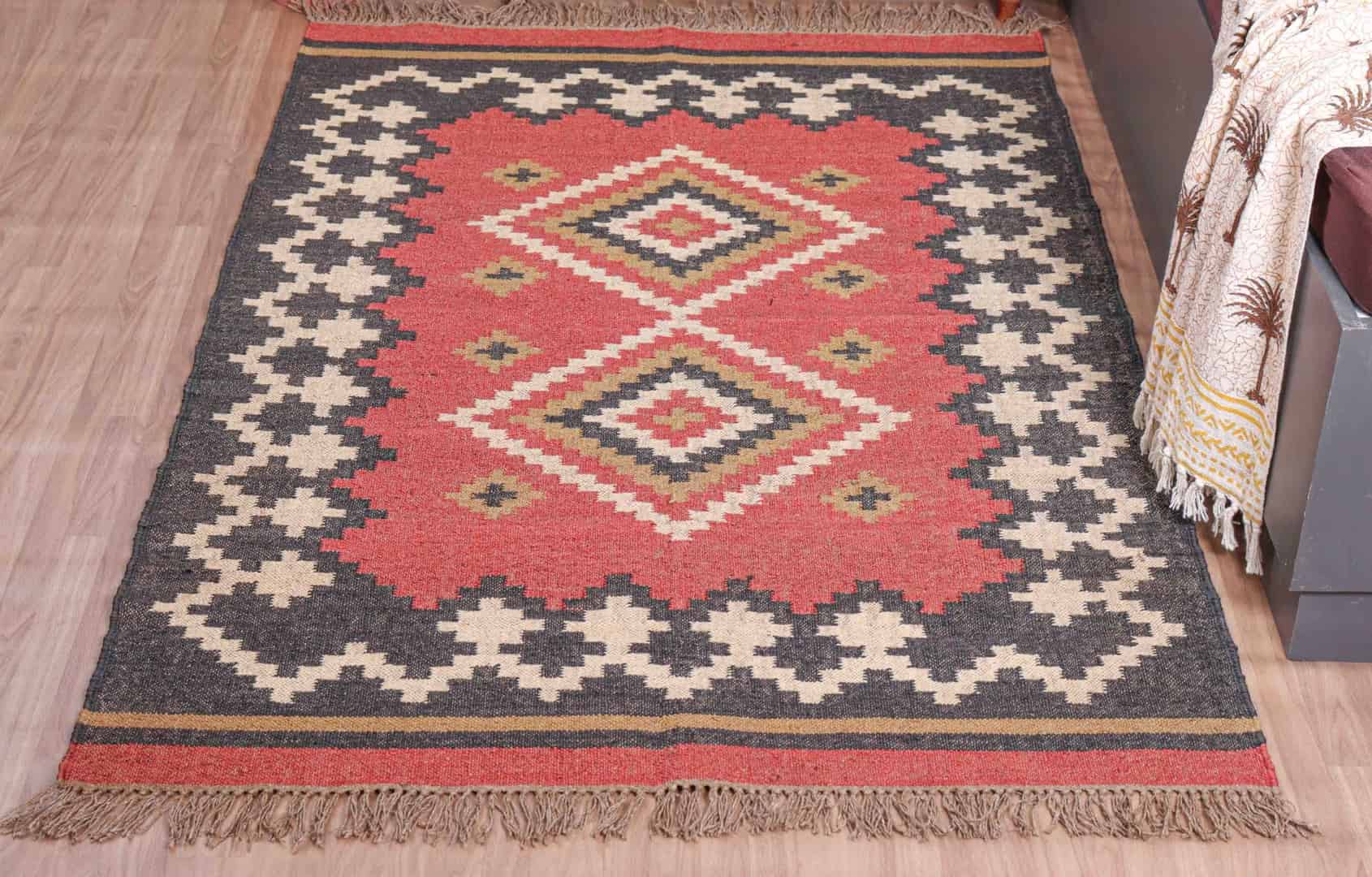 Colorful Kilim Dhurrie Area Rug Handmade Wool Jute Rug  - Image 2