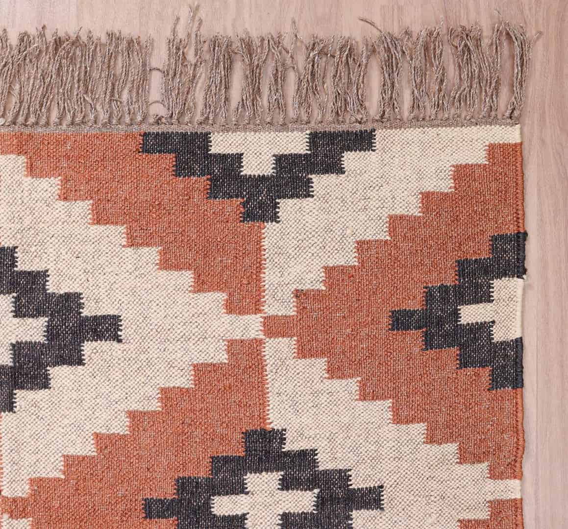 Indian Village Multicolor Vintage Kilim Wool Jute Rugs - Image 5