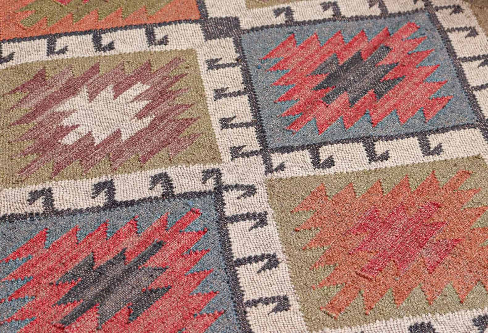 Colorful Handmade Wool Jute Kilim Dhurrie Rug - Image 5
