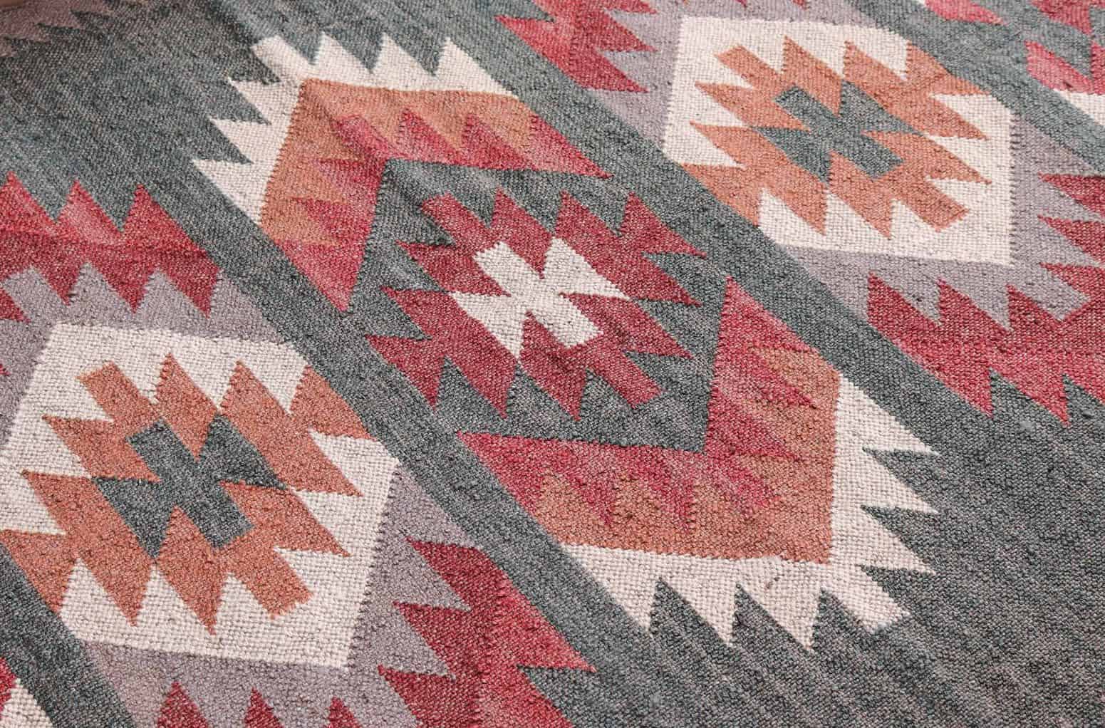 Reversible Vintage Kilim Wool Jute Rugs - Image 5