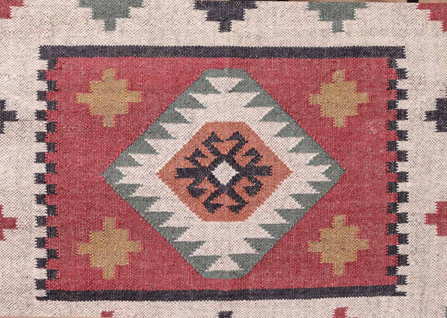 Bohemian Vintage Multicolor Kilim Wool Jute Rug - Image 5