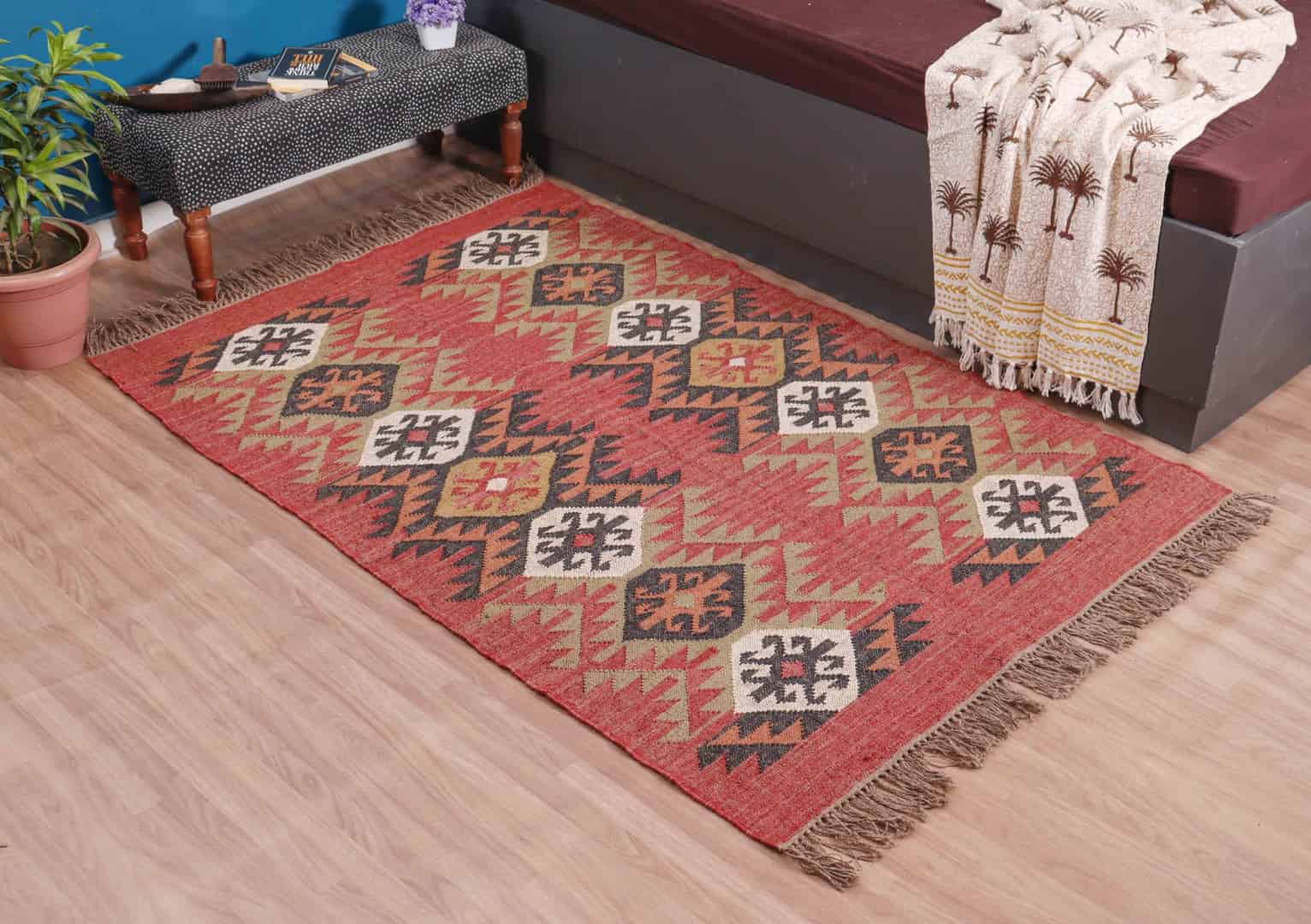Wool Jute Kilim Turkish Area Rug - Image 2