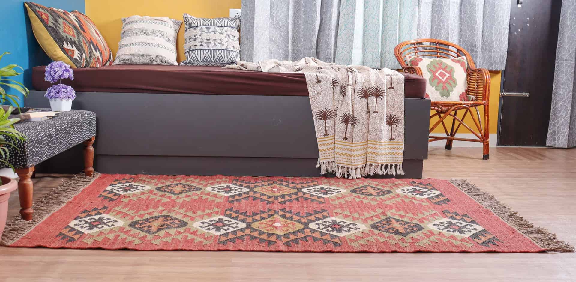 Wool Jute Kilim Turkish Area Rug - Image 3