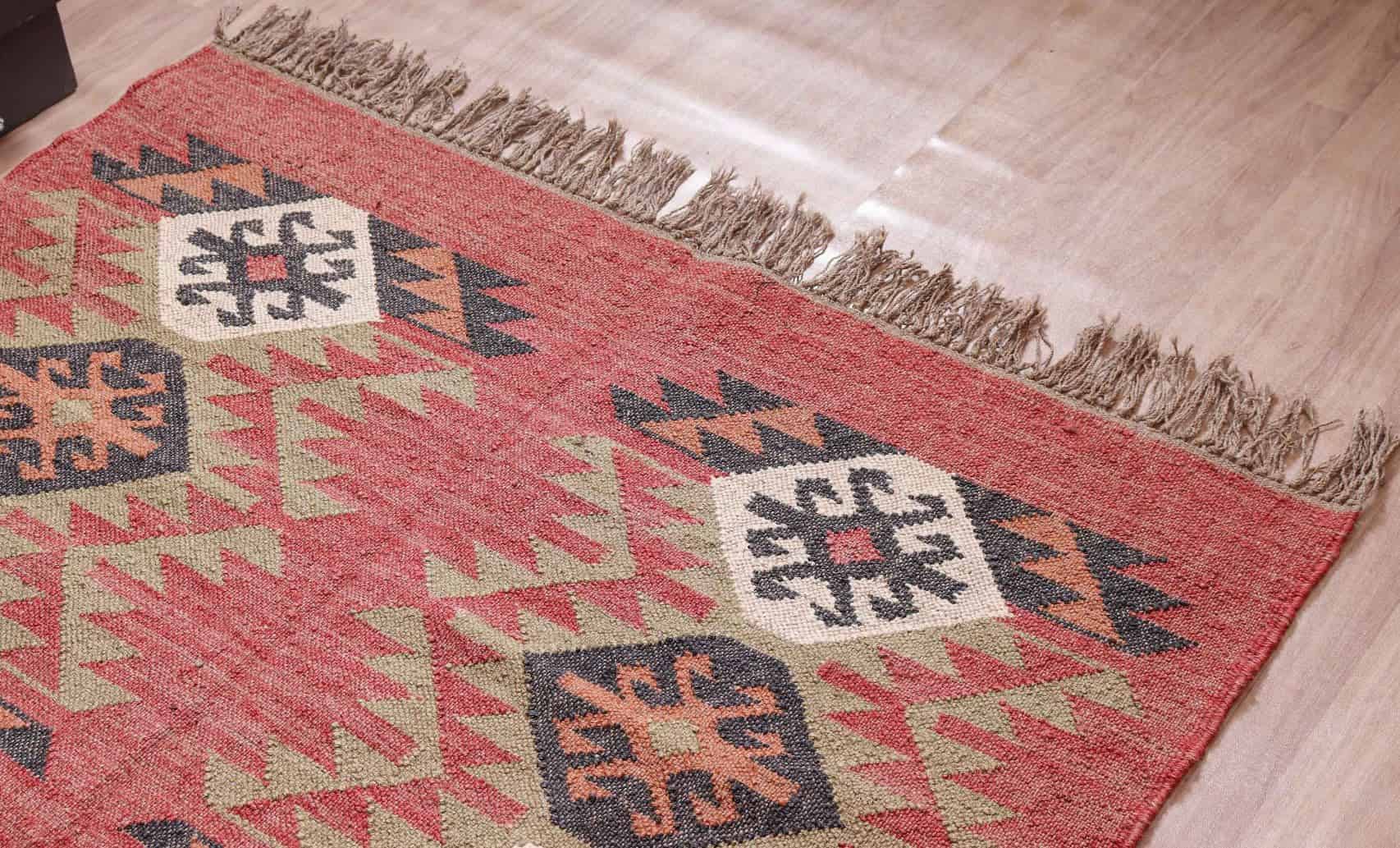 Wool Jute Kilim Turkish Area Rug - Image 5