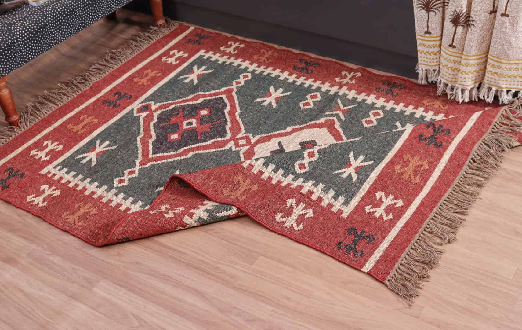 Eco Friendly Wool Jute Kilim Dhurrie Rug - Image 5