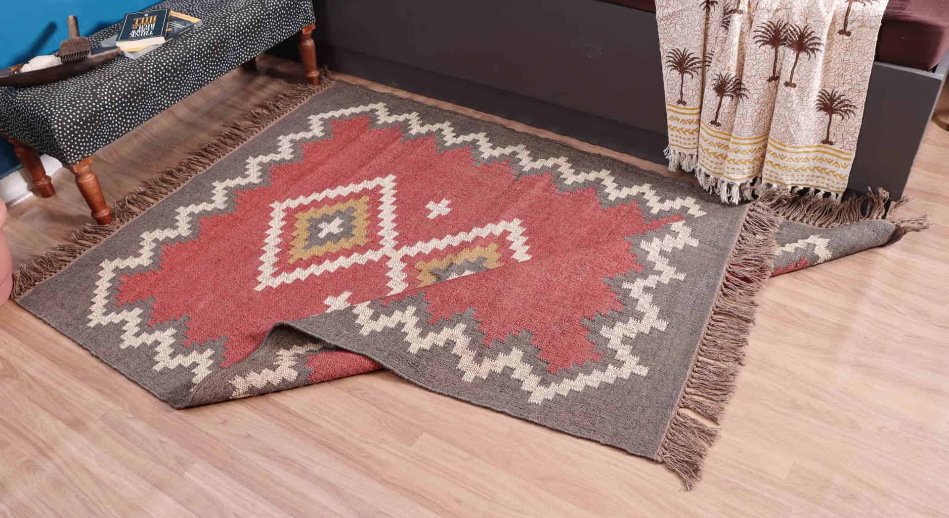 Stair Decor Multicolor Vintage Kilim Wool Jute Rug - Image 5