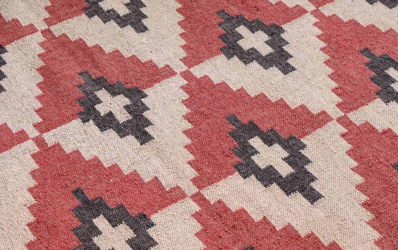Reversible Handwoven Vintage Kilim Wool Jute Antique Rug - Image 4