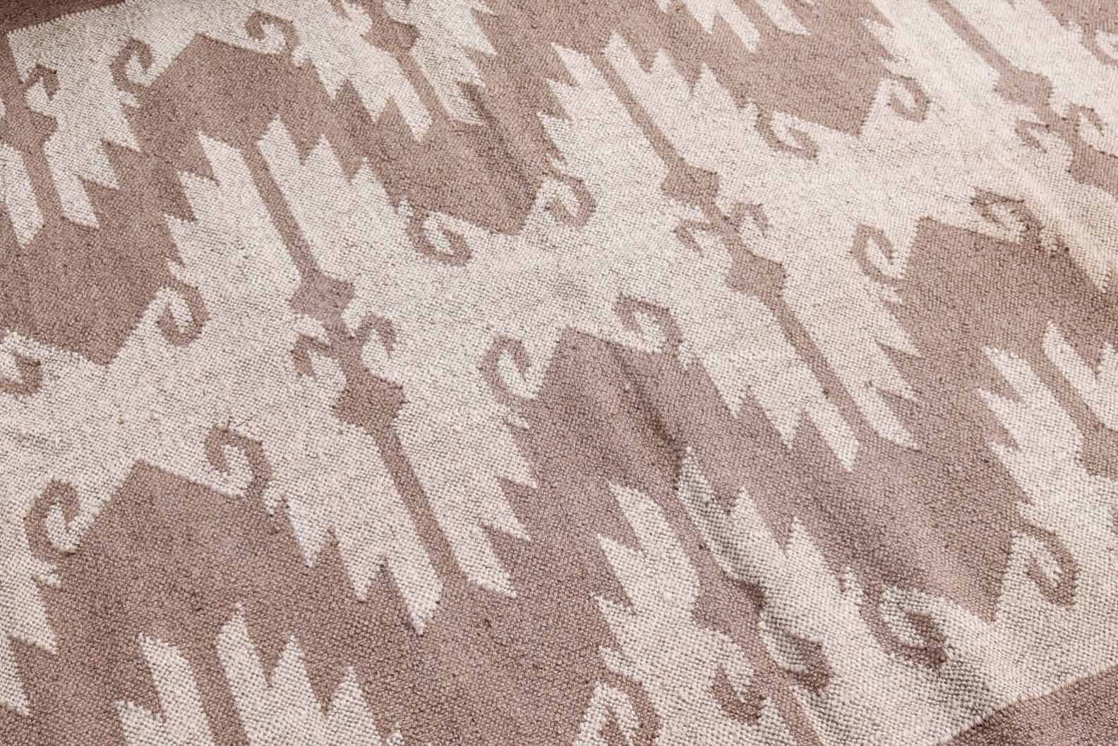 Beige and White Color Handwoven Wool Jute Kilim Rugs - Image 5