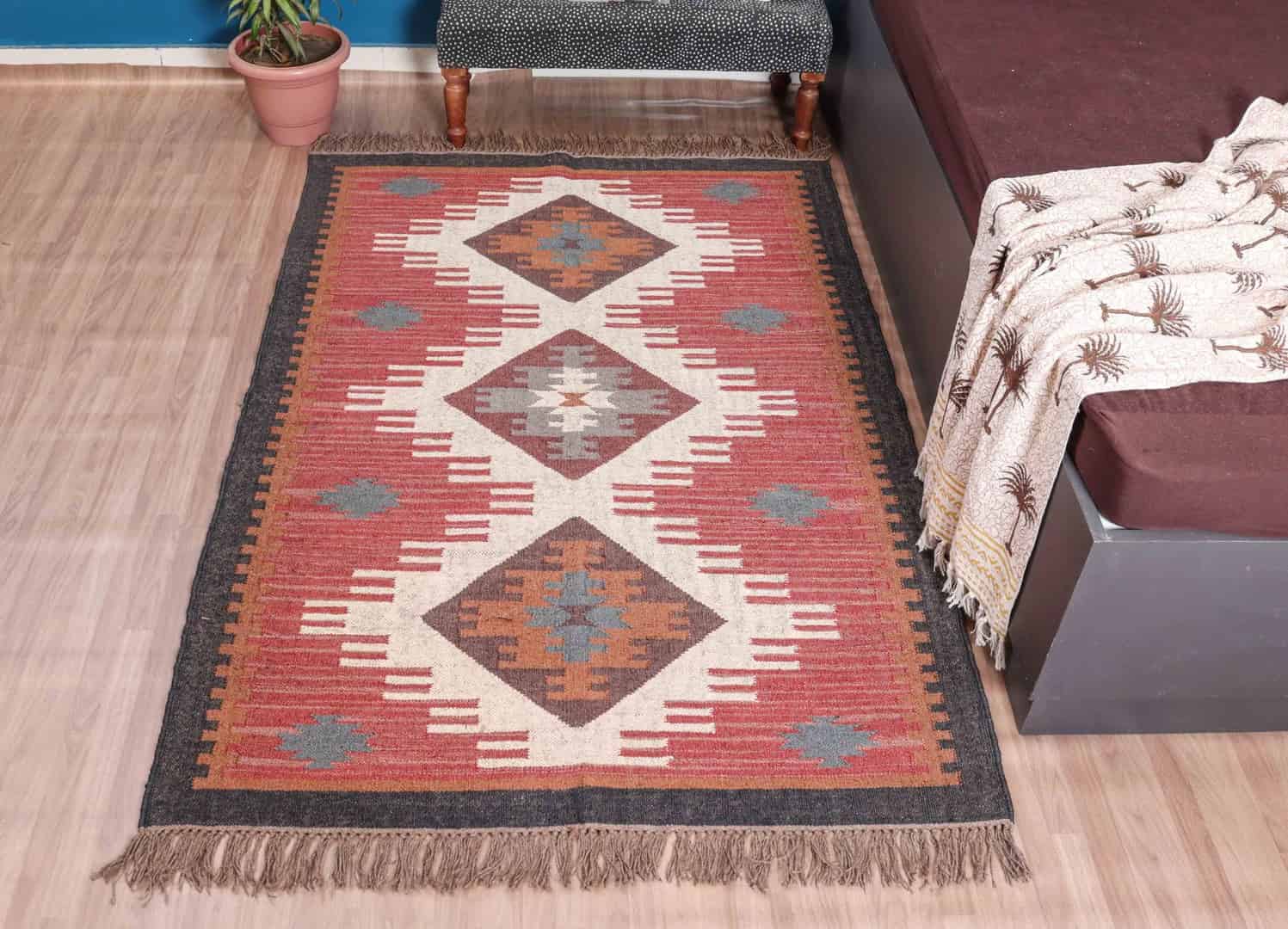 Custom Size Bohemian Wool Jute Kilim Rug - Image 2