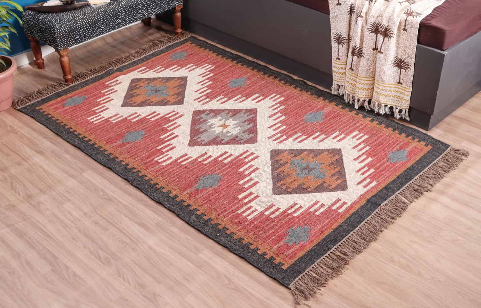 Custom Size Bohemian Wool Jute Kilim Rug - Image 3