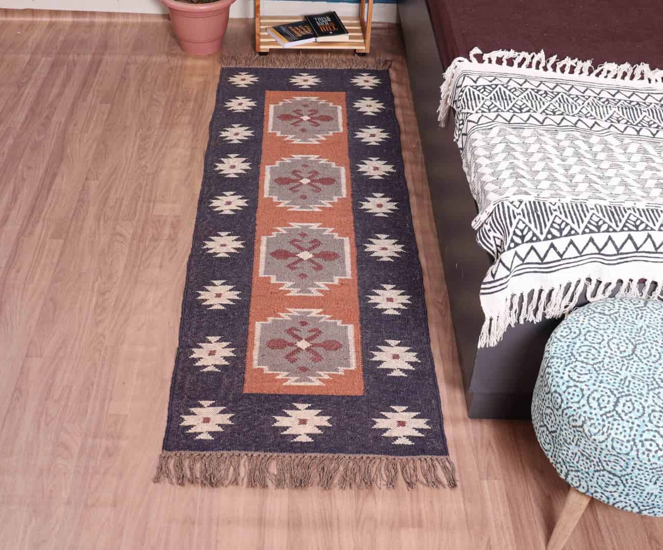 Handwoven Wool Jute Kilim Rugs - Image 2