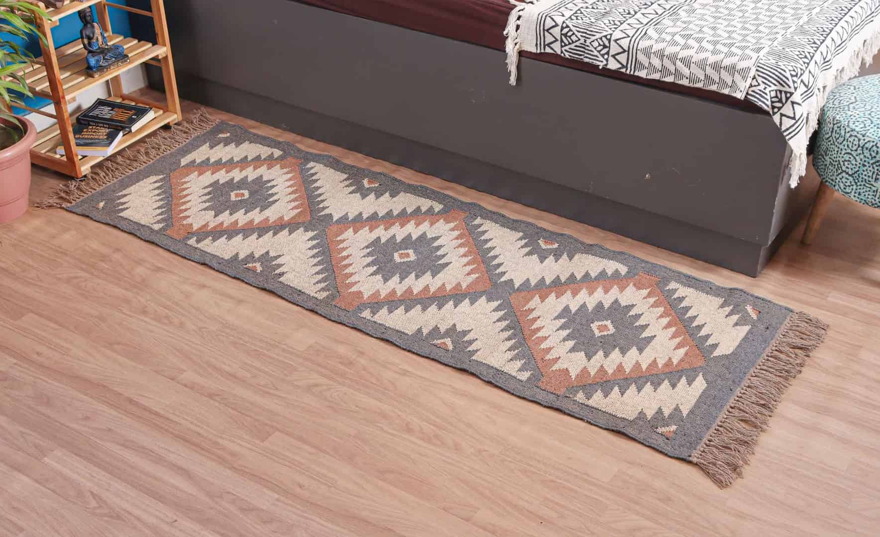 Vintage Kilim Wool Jute Rugs - Image 2