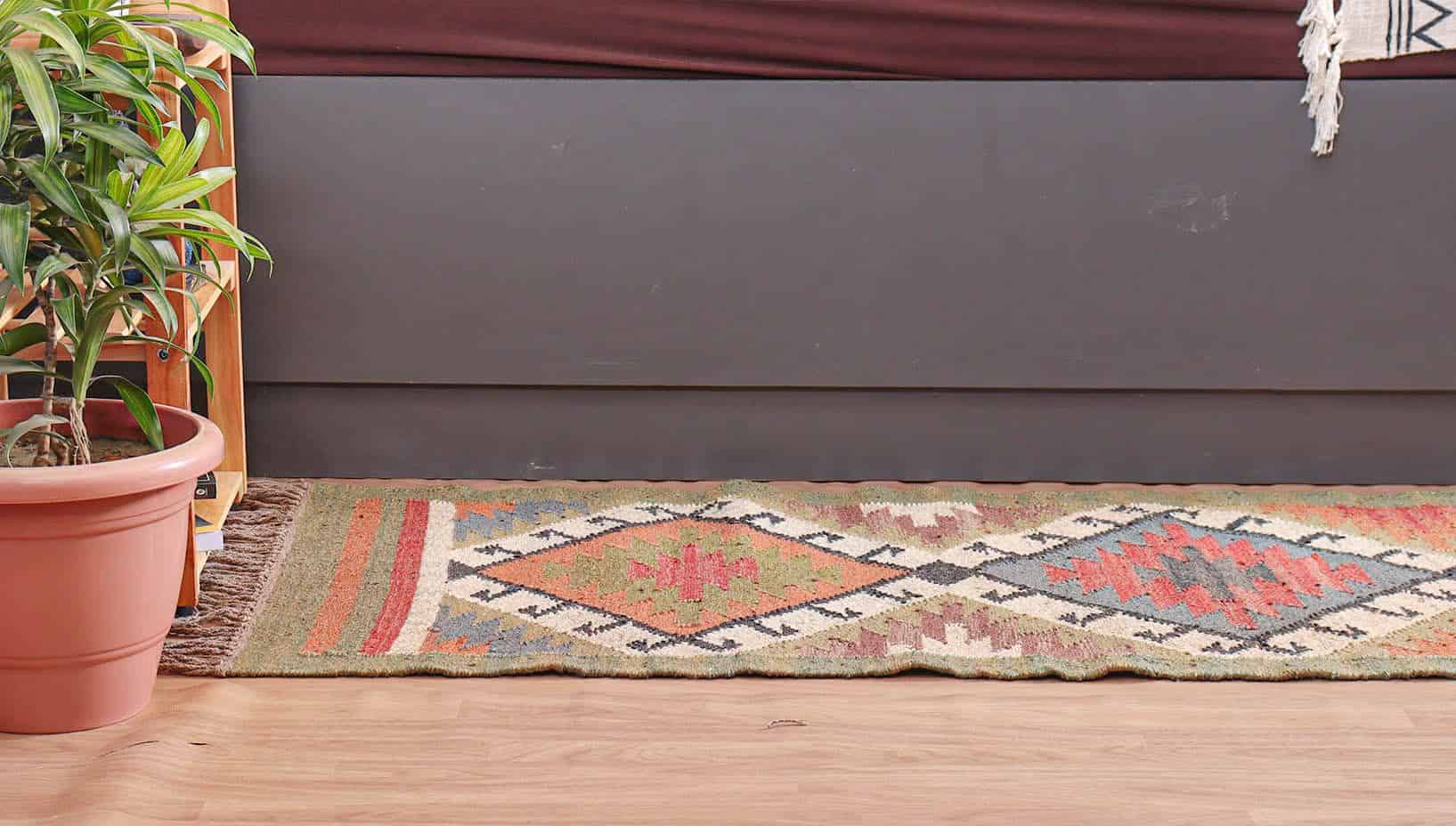 Reversible Handwoven Wool Jute Kilim Antique Runner Rugs - Image 4