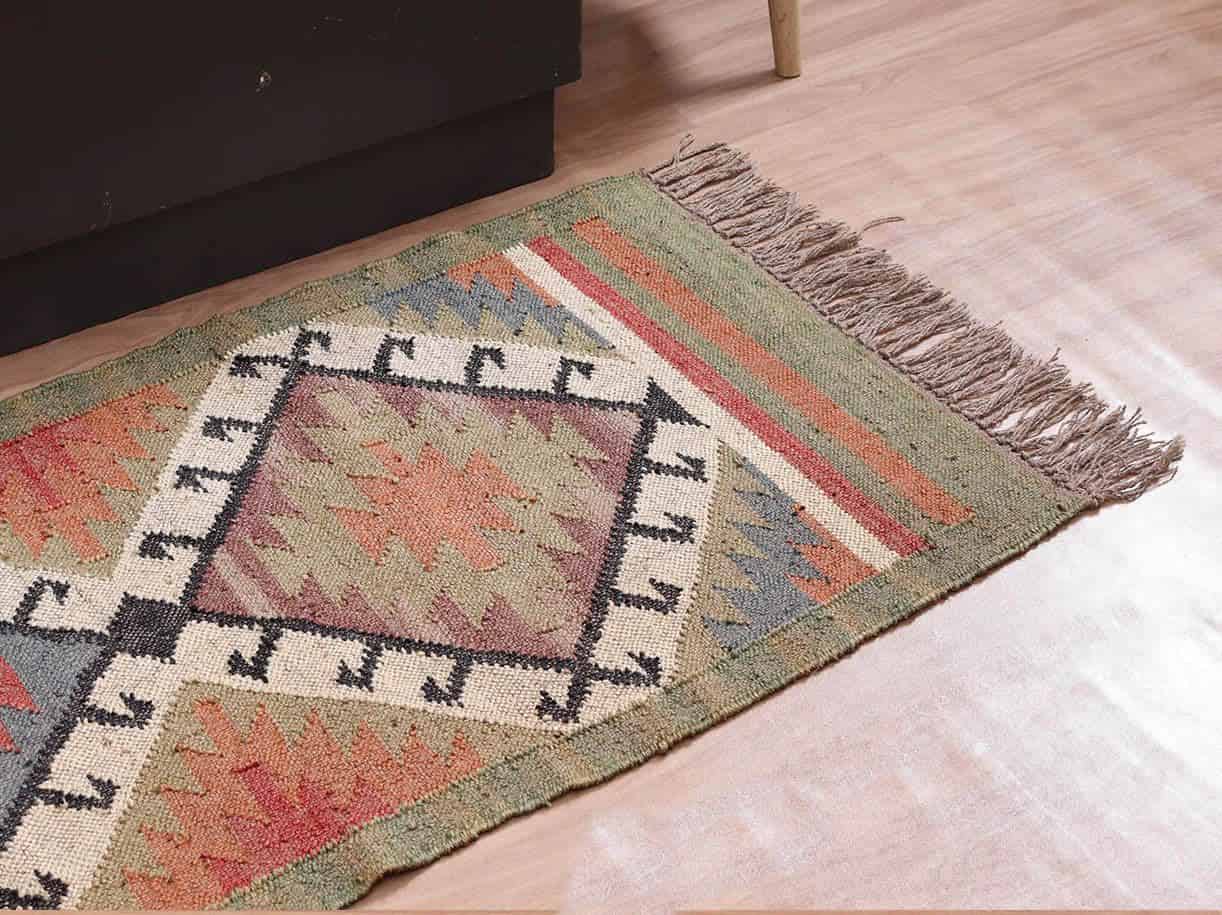 Reversible Handwoven Wool Jute Kilim Antique Runner Rugs - Image 5