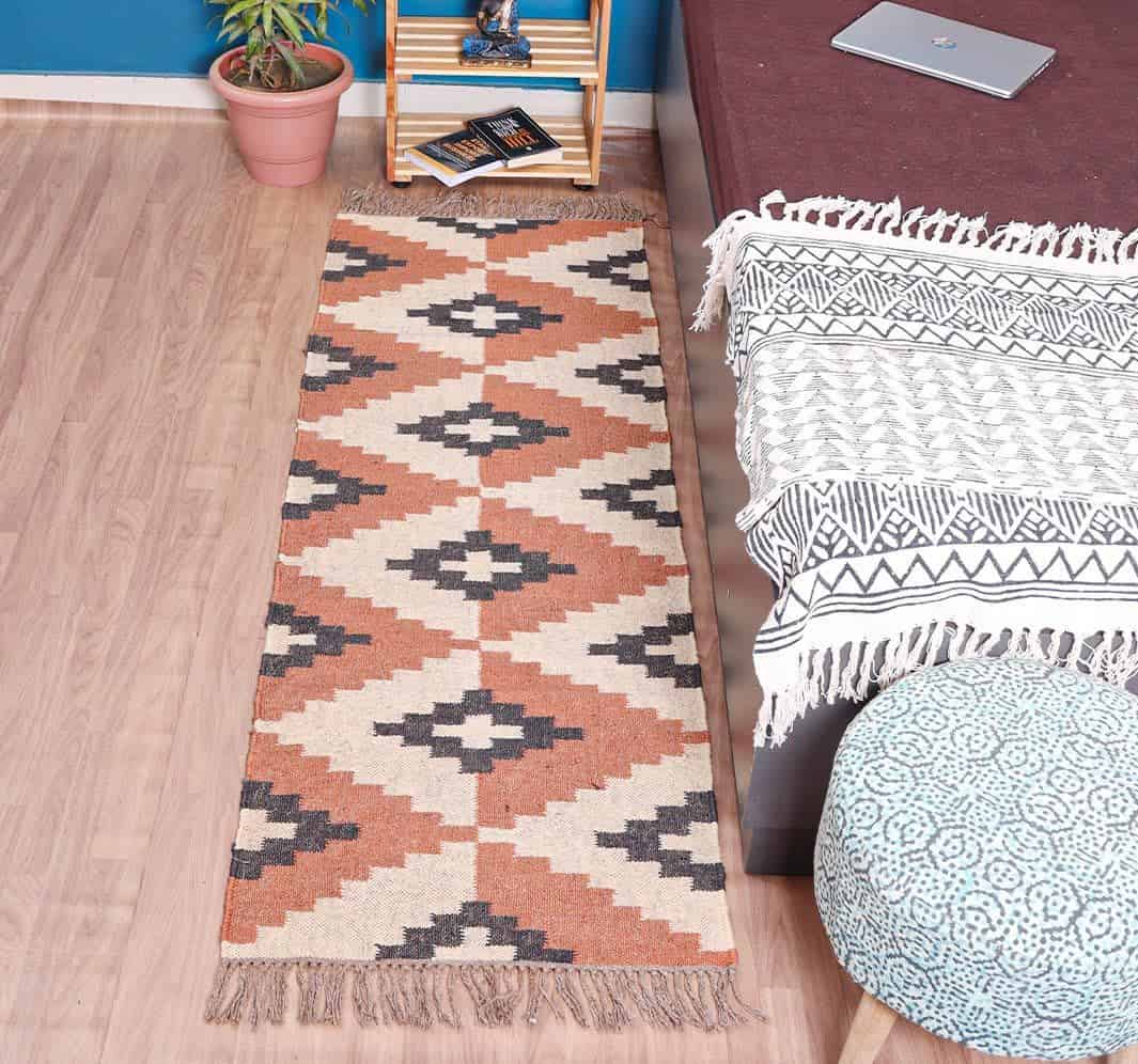 Bohemian Vintage Kilim Wool Jute Rug - Image 2