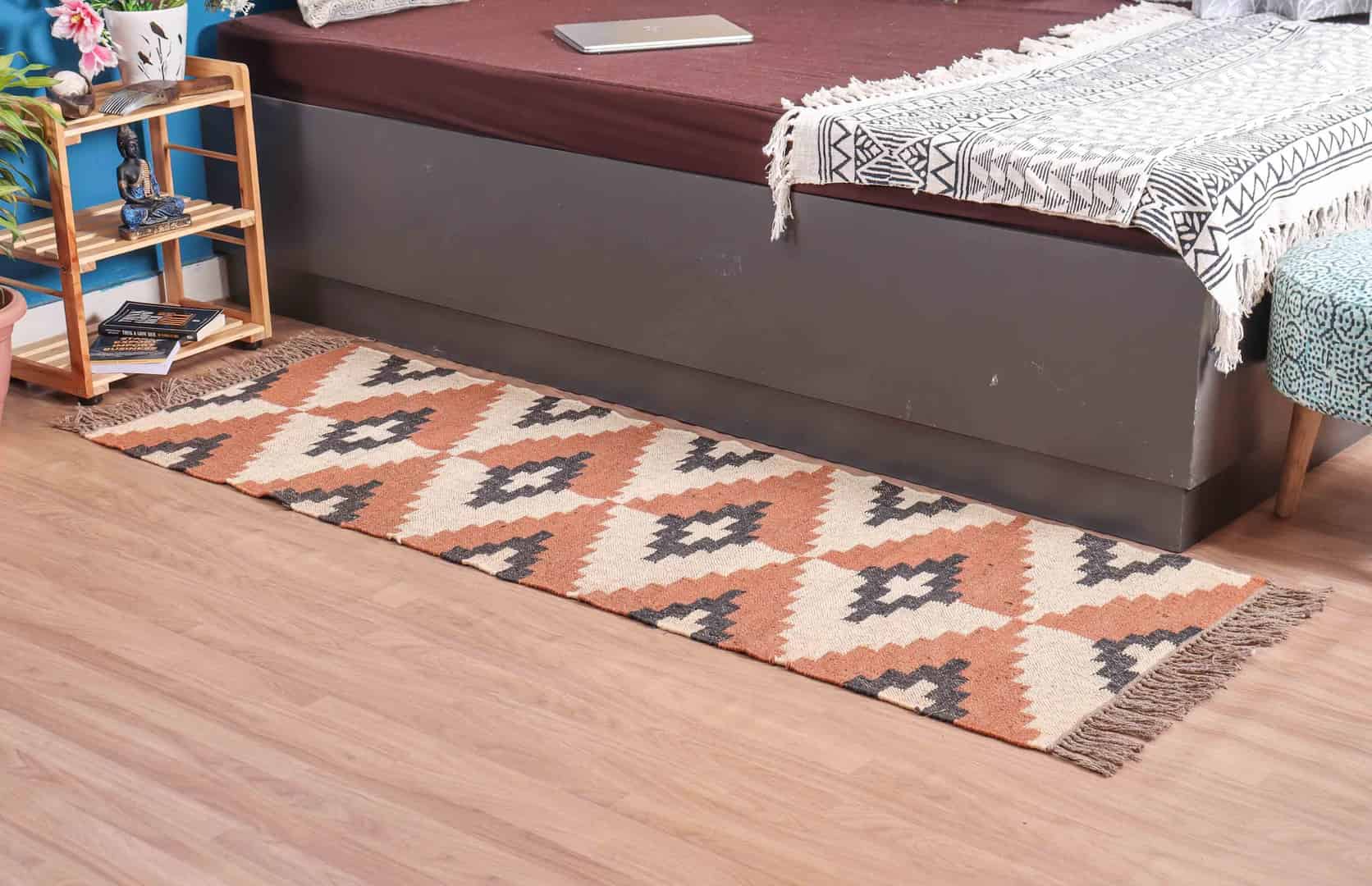 Bohemian Vintage Kilim Wool Jute Rug - Image 3