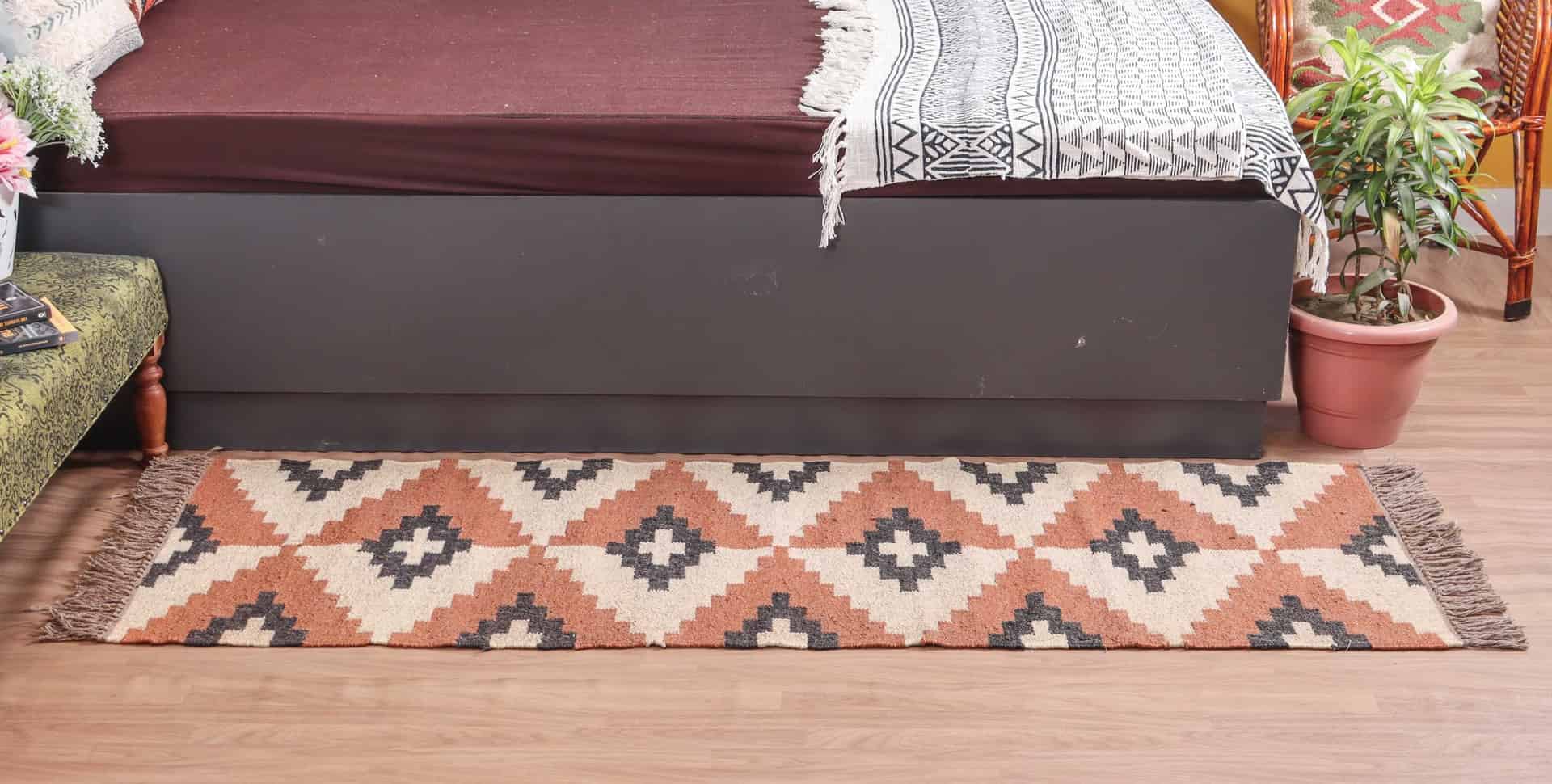 Bohemian Vintage Kilim Wool Jute Rug - Image 4