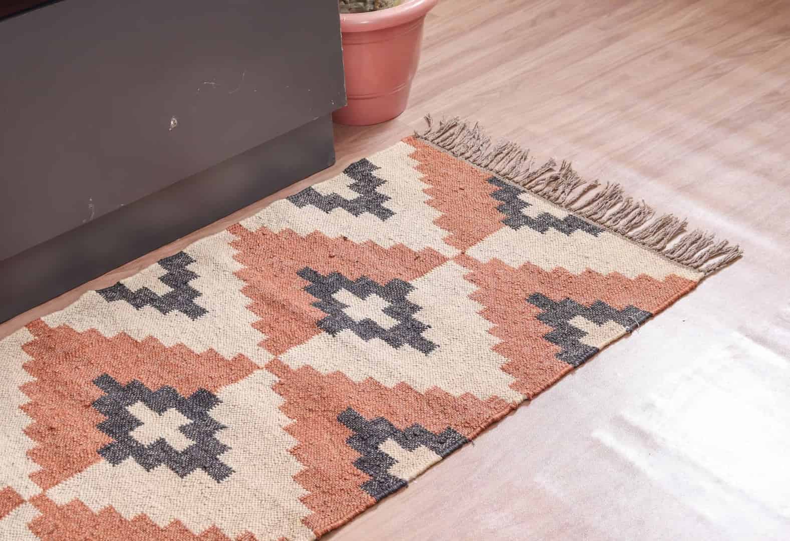 Bohemian Vintage Kilim Wool Jute Rug - Image 5