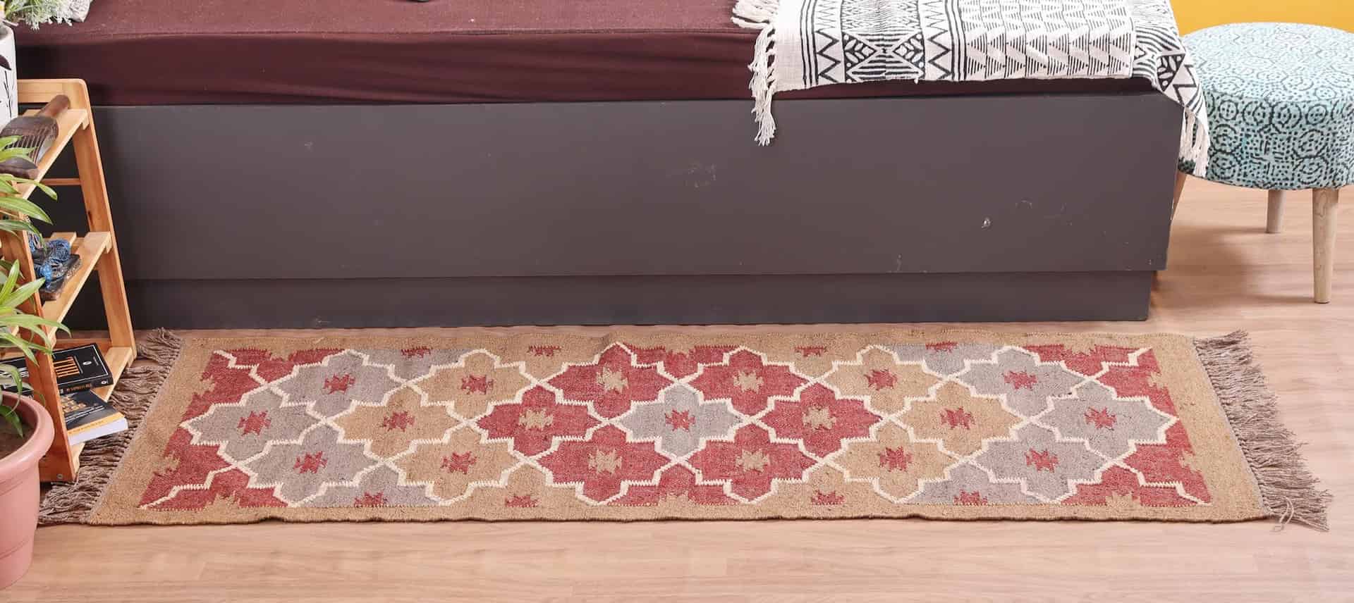 Handmade Wool Jute Kilim Dhurrie Runner Rug - Image 3