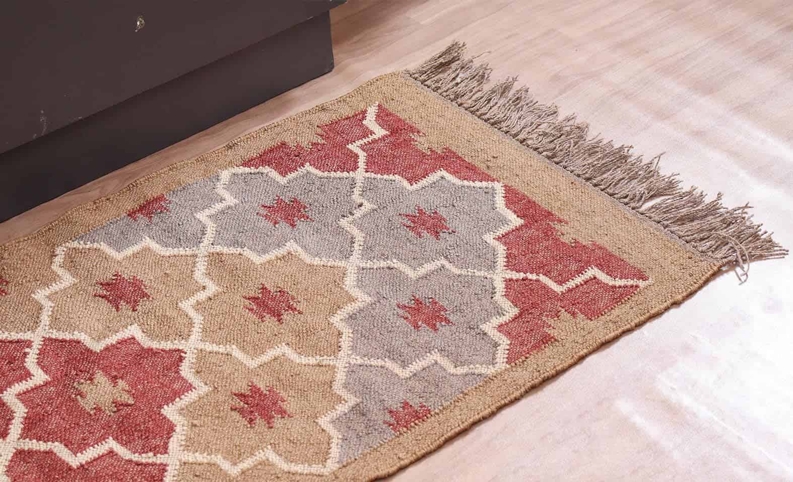 Handmade Wool Jute Kilim Dhurrie Runner Rug - Image 4