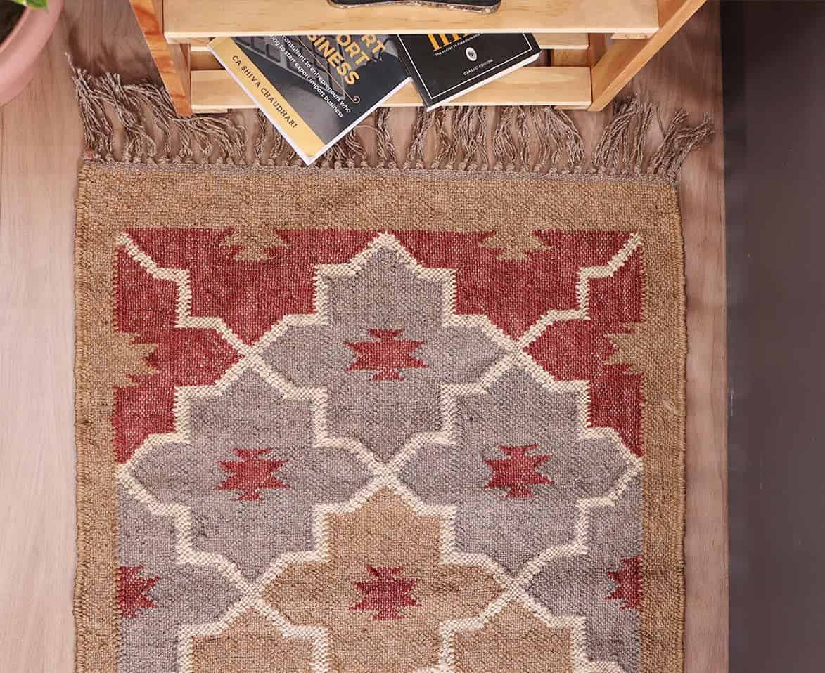 Handmade Wool Jute Kilim Dhurrie Runner Rug - Image 5