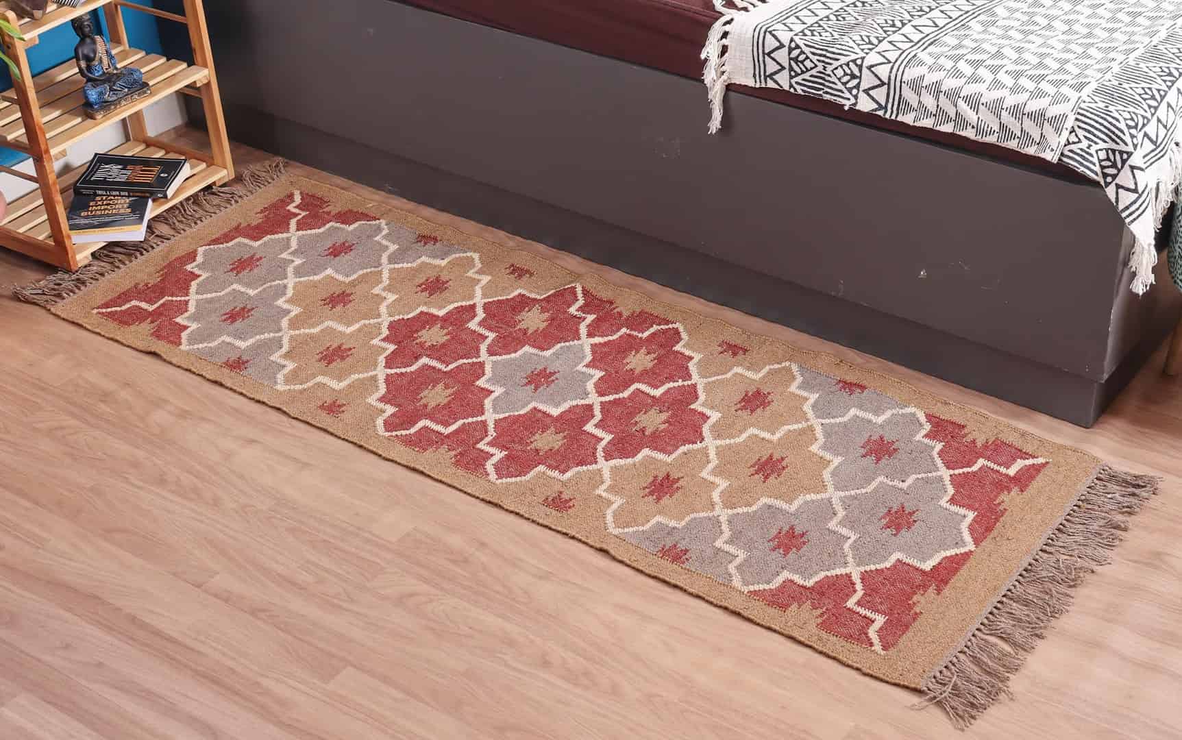 Handmade Wool Jute Kilim Dhurrie Runner Rug - Image 2