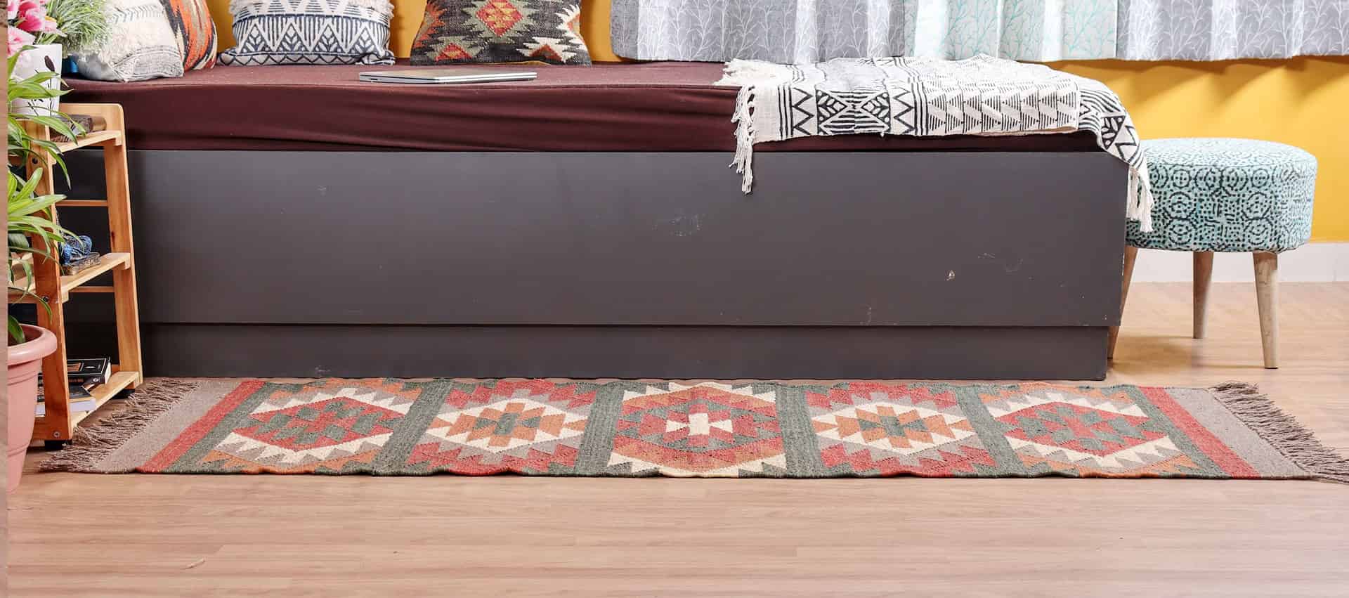 Handwoven Wool Jute Kilim Runner Rug - Image 4