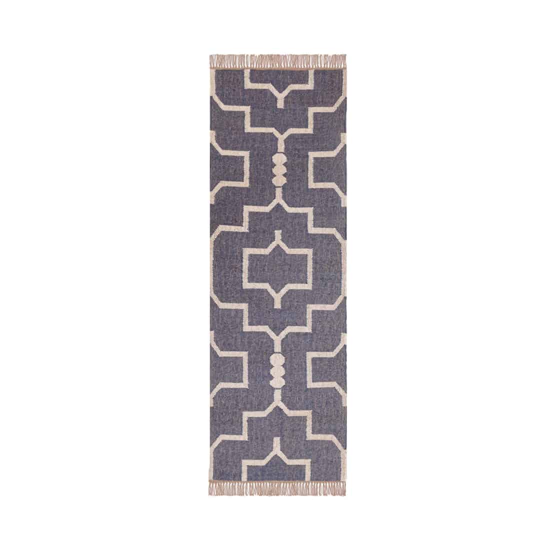 Reversible Wool Jute Kilim Runner Rug - Image 1