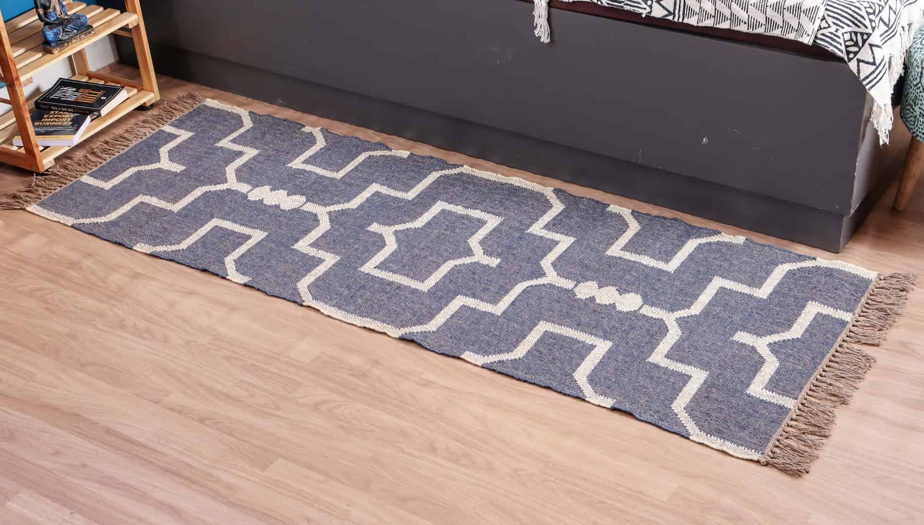 Reversible Wool Jute Kilim Runner Rug - Image 2