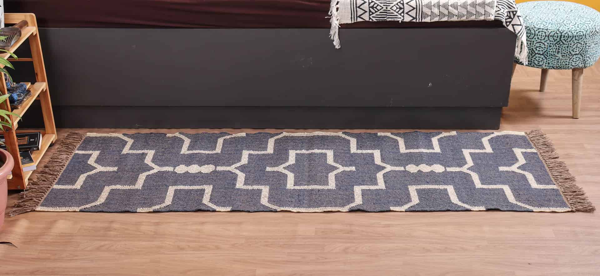 Reversible Wool Jute Kilim Runner Rug - Image 4