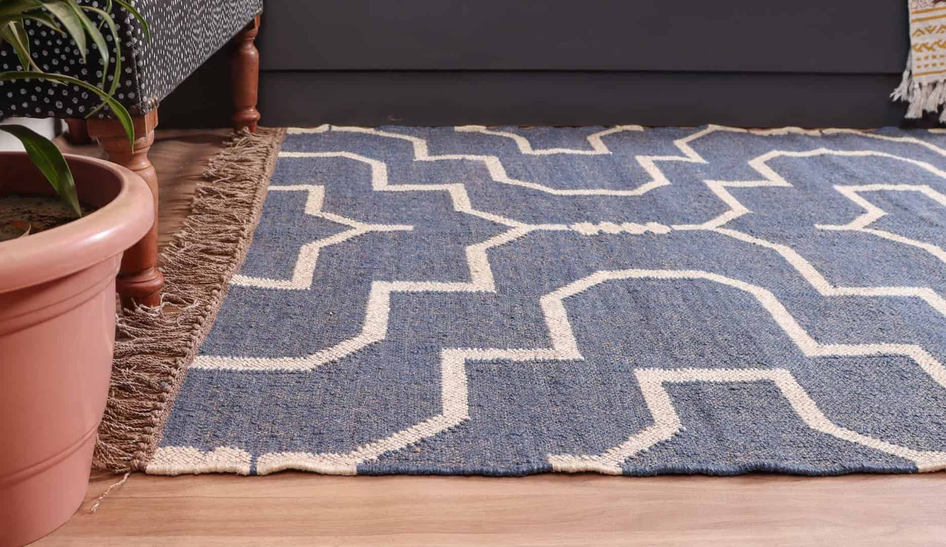 Reversible Wool Jute Kilim Runner Rug - Image 3