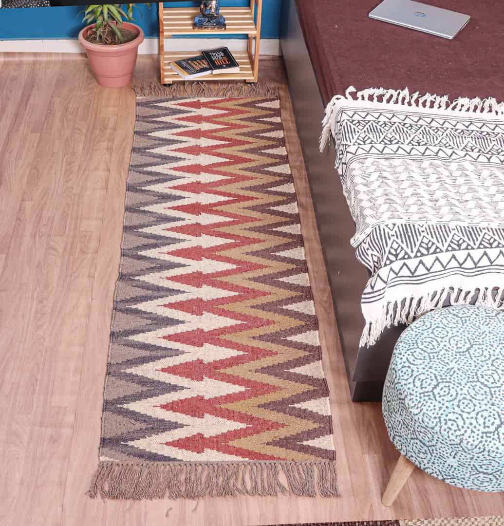 Bohemian Eco Friendly Wool Jute Kilim Runner - Image 2