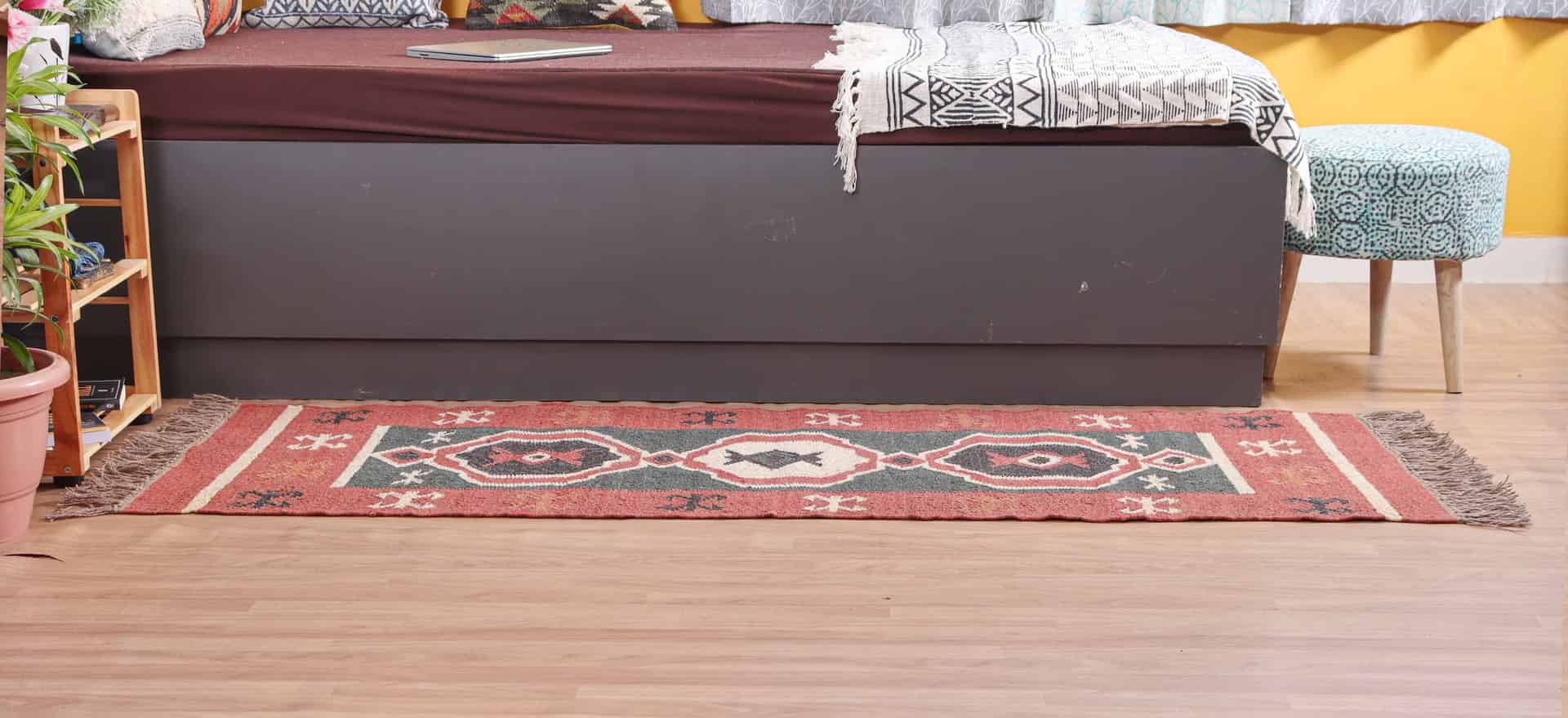 Eco Friendly Wool Jute Kilim Dhurrie Runner Rug - Image 4