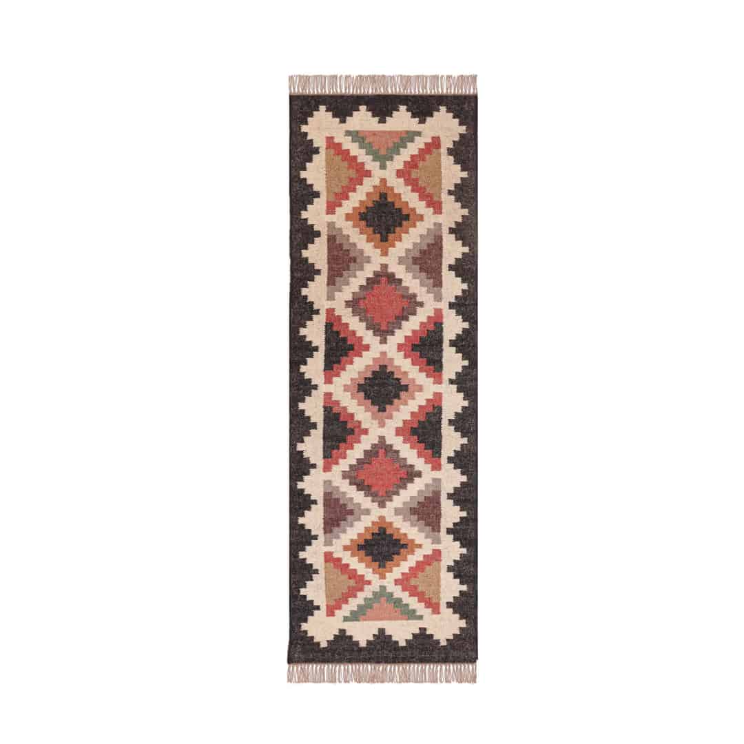 Indian Traditional Wool Jute Kilim Runner Rug - Image 1