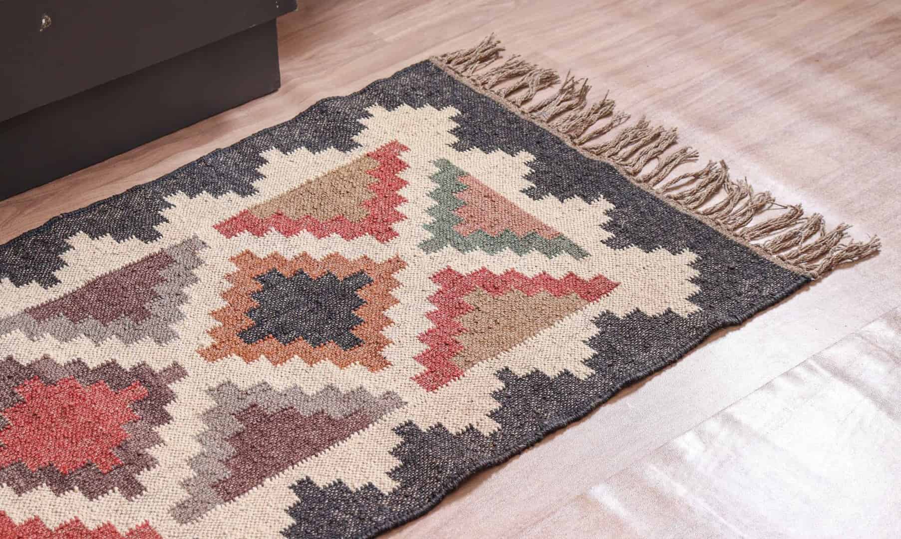 Indian Traditional Wool Jute Kilim Runner Rug - Image 4