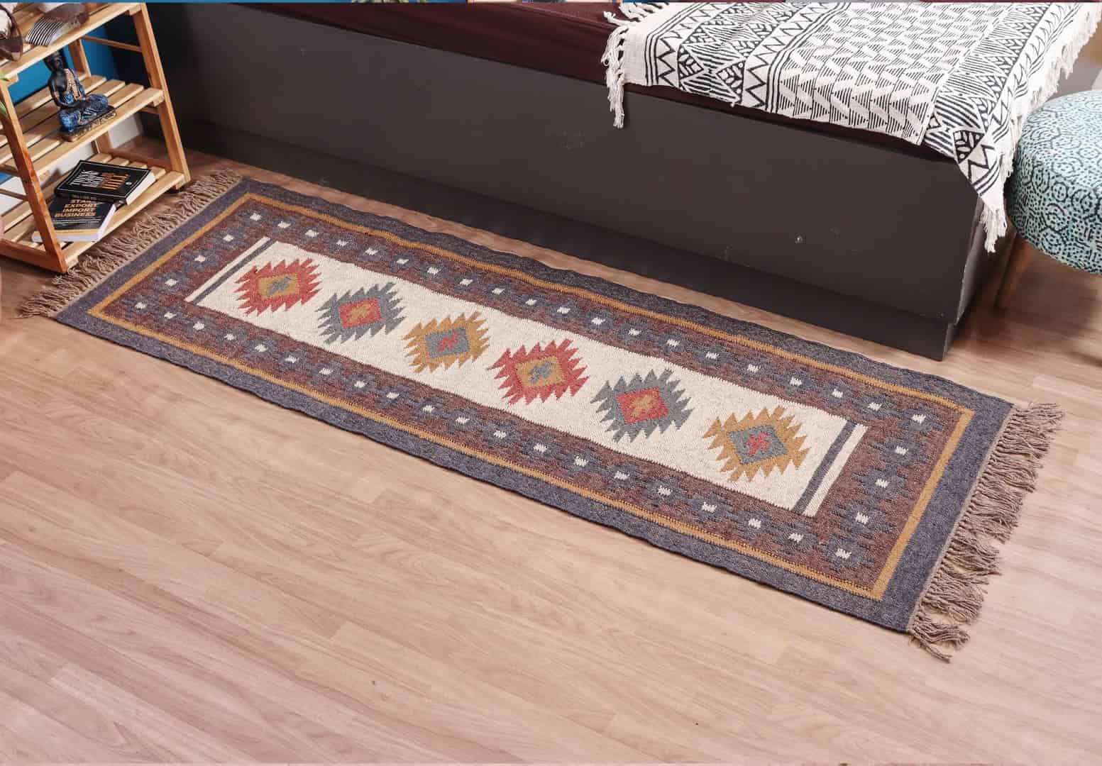 Indian Handmade Wool Jute Kilim Runner Rugs - Image 3