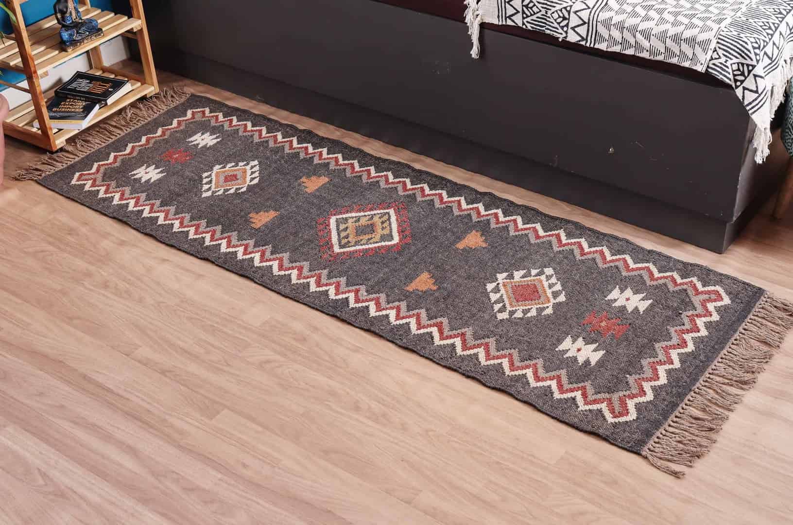 Vintage Decor Kilim Wool Jute Runner Rugs - Image 2