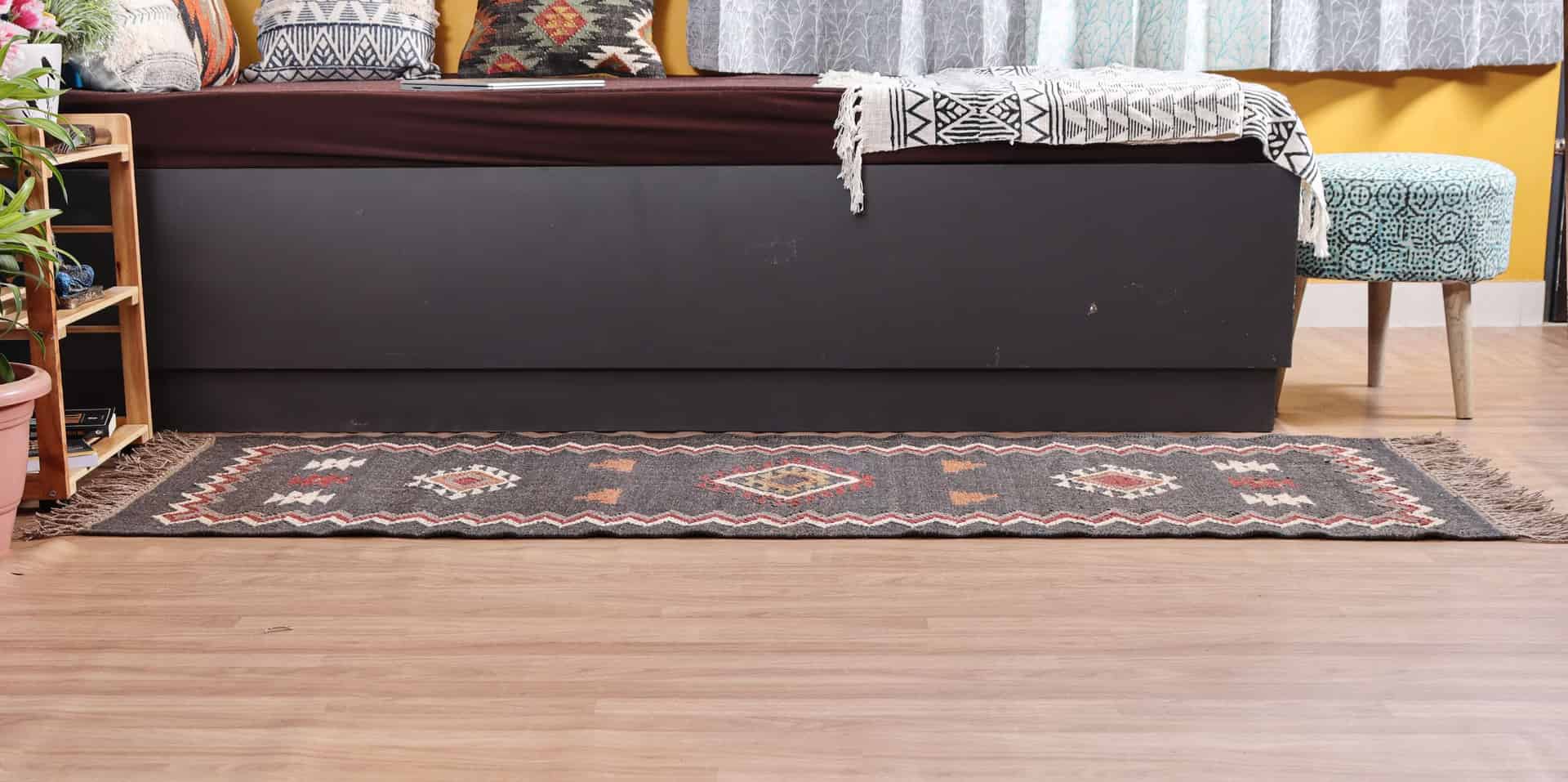 Vintage Decor Kilim Wool Jute Runner Rugs - Image 3