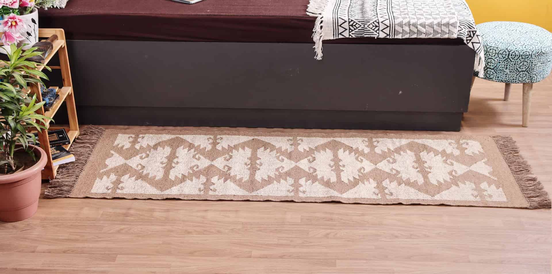 Home Decor Vintage Kilim Wool Jute Runner Rug - Image 4