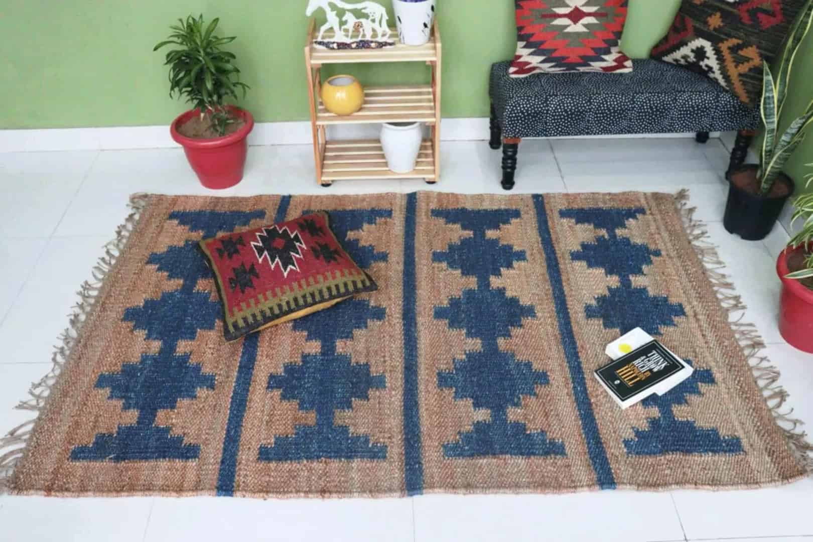 Indian Handmade Jute Hemp Rug - Image 4