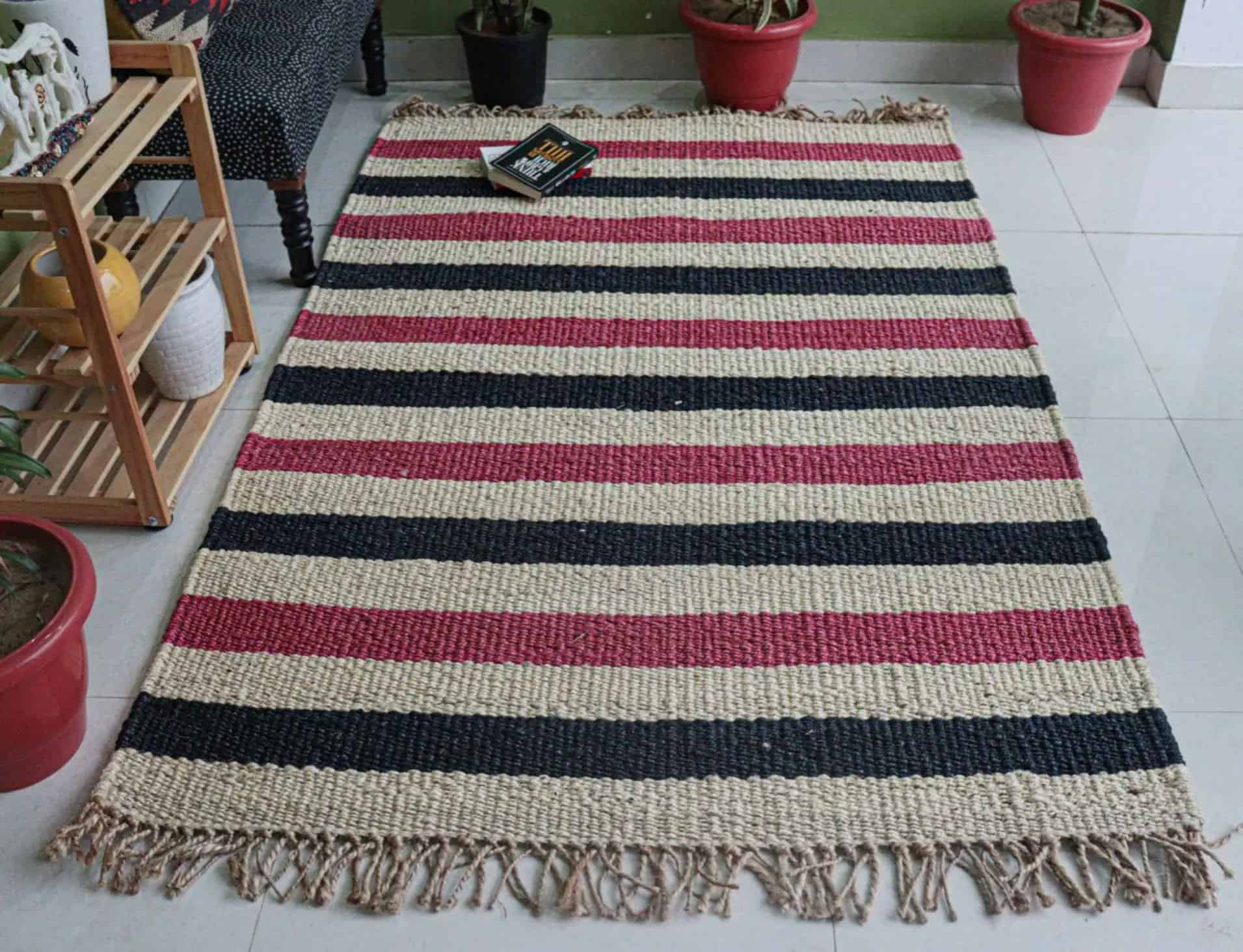 Handwoven Jute Hemp Entryway Area Rug - Image 2