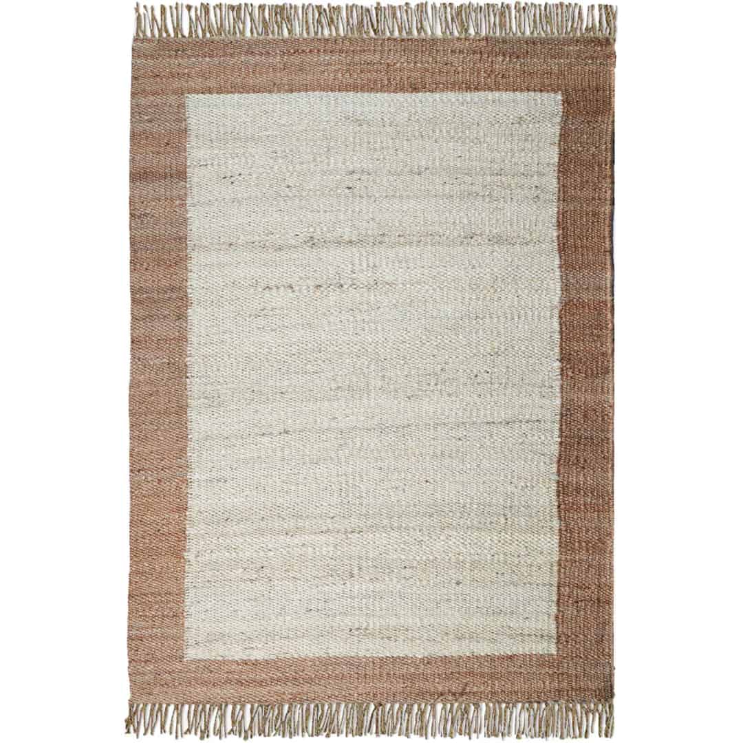 Handwoven Hemp Jute Rug with Fringes - Image 1
