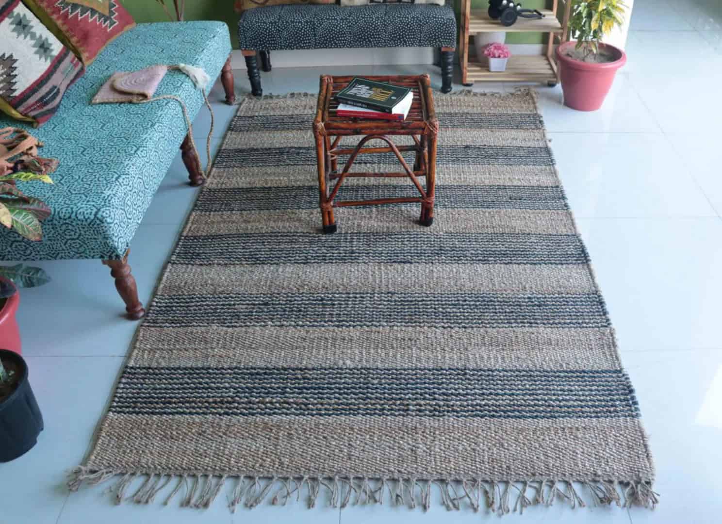 Home Decor Vintage Jute Hemp Rug - Image 3