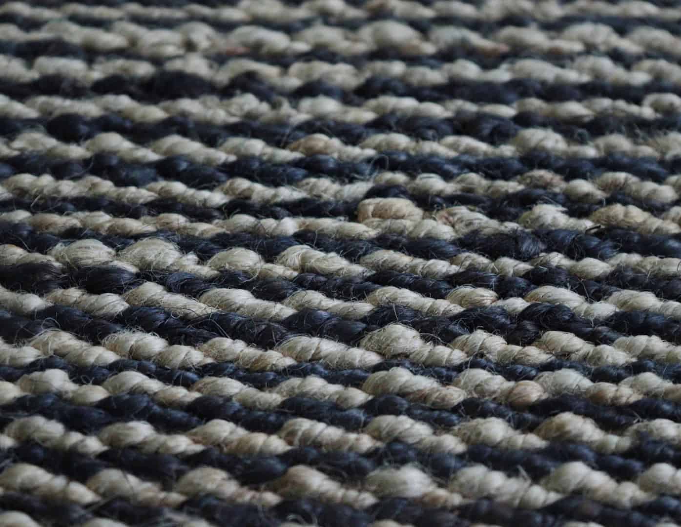 White and Blue Handmade Bohemian Hemp Jute Rug - Image 3