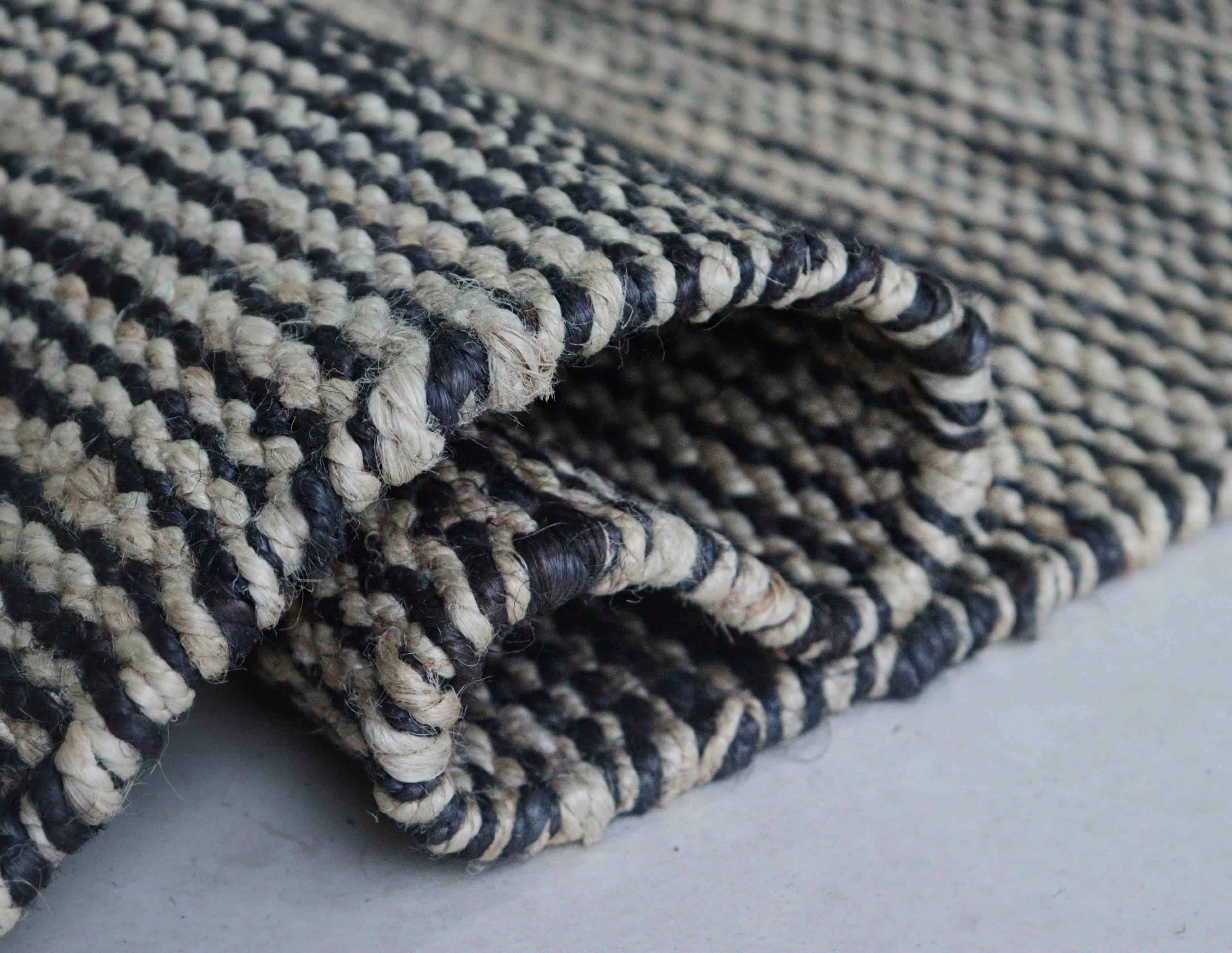 White and Blue Handmade Bohemian Hemp Jute Rug - Image 5