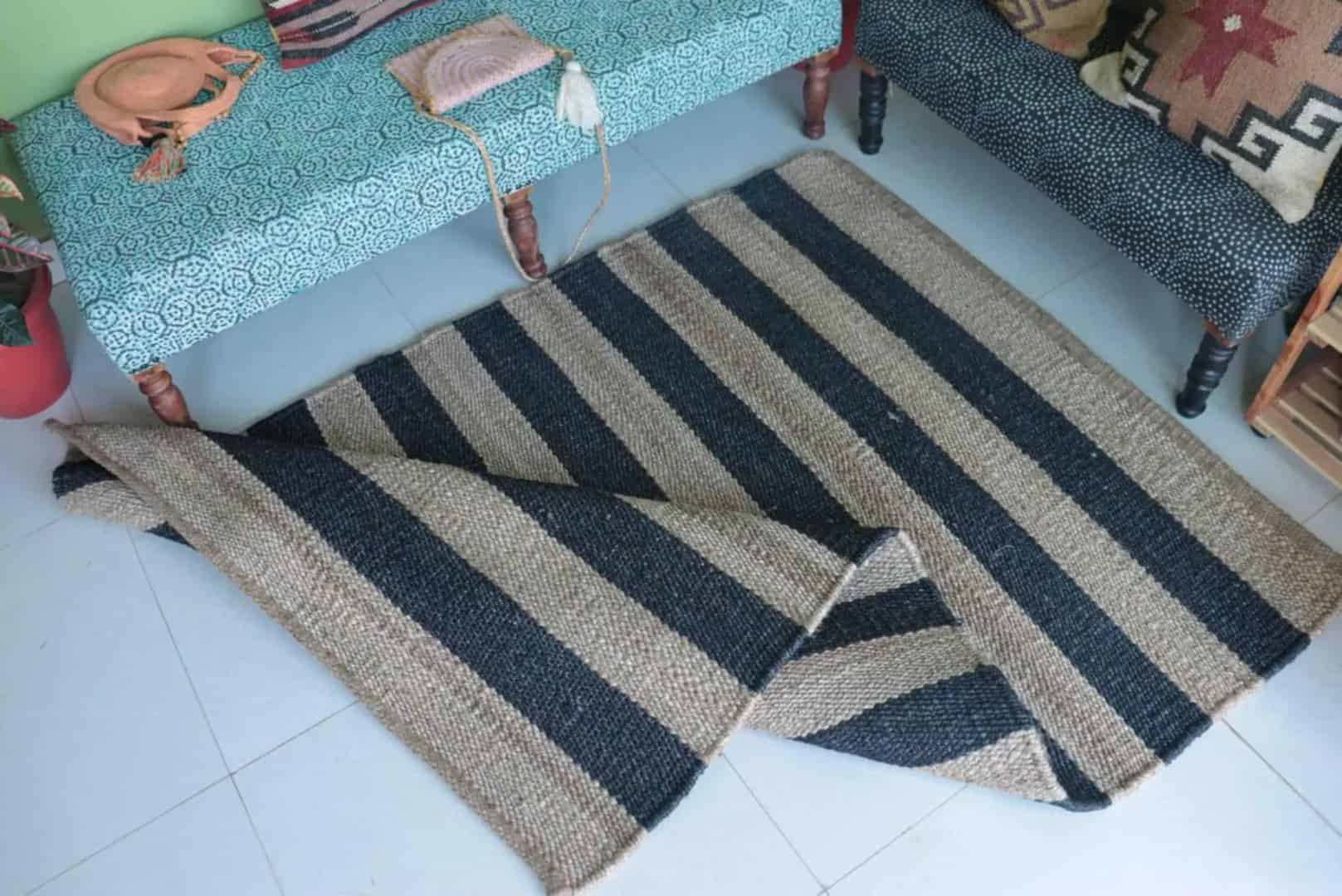 Indian Handwoven Vintage Hemp Jute Rug - Image 5